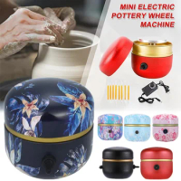Mini Electric Pottery Wheel with Tray+Sculpting Kit, Pottery Forming Machine for Ceramic Clay Tools Art Crafts Pottery Turntable