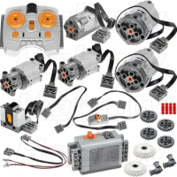 Habow 24Pcs Power-Function Technic-Parts Kit Extension Wire Light Cord Control Switch Compatible with Lego-Motor-Kit.