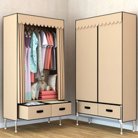 布衣櫃衣櫃簡易布衣櫃鋼管加粗加固單人宿舍收納組裝布櫃加厚布藝掛衣櫥