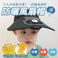 防曬風扇帽 三段風量調整 涼風帽 風扇帽 防曬帽 電扇帽 USB充電 風扇帽子【AAA6714】