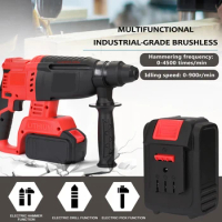 Meterk Multifunctional Industrial Rechargeable Lithium Electric Brushless Hammer Cordless Electric Impact Drill Electric Pick