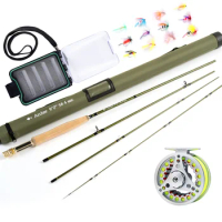 Fly fishing Rod 9FT Combo and Fly Fishing Reel Set 3/4 5/6 7/8WT Larger Arbor with Fly Fishing Flies