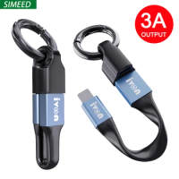 2 in 1 Portable Short Mini Keychain USB Mobile Data Cable for iPhone Samsung Xiaomi 3A Fast Charging Micro USB C Type C Cable