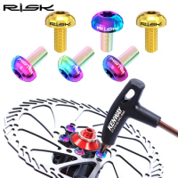 RISK 12PCS Titanium Bike Disc Brake Rotor Screw M5x10mm Ultralight MTB Road Bike Brake Rotor Fixing Bolts Cycling Accessories