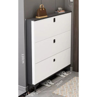 輕奢翻鬥鞋櫃進門玄關櫃 ([單層款]雙拼灰白色70*17*120cm） 