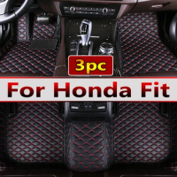 Car Floor Mats For Honda Fit Jazz GK3 4 5 6 7 2014~2020 pet Mat Luxury Leather Rug Interior Parts Accessories GH7 GP5