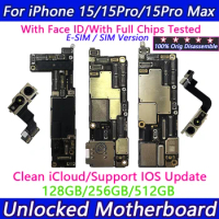 Working Motherboard 5G Support iOS Update For iPhone 15 Pro /15 Pro Max With Face ID Clean iCloud Logic Board Full Chips Tested