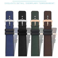 Leather rubber bottom watch band for Seiko IWC citizen TAG Italian leather waterproof soft wristband 20mm 22mm 24mm bracelet