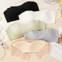 Seamless One-piece Tube Tops ผู้หญิงแผ่นถอดได้ Intimates Basic สีดํา/สีขาว/ผิวสตรี Bra Bandeau ชุดชั