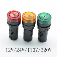 1pc Panel Mount 22mm led Indicator buzzer 12V 24V 110V 220V light led buzzer red green yellow LED lamp Signal Lamp