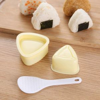 A19- 三角形壽司飯糰(1大+1小+飯勺)壽司模具 壽司器 三角飯團模具 可愛糯米團模具 飯模壓模模型攜帶盒DIY親子料理  壽司制作工具