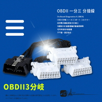 9Y44b【OBDII 一分三 分接線】一分三OBD2延長線 轉接線 汽車電腦連接線 行車電腦 GPS導航 抬頭顯示器