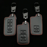 Leather Car Key Case For Toyota Camry Avalon Rav4 2013 2014 2015 2/3/4 Button Keyless Remote Smart Key Protector Cover Keychain