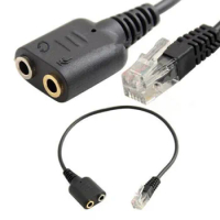 RJ9 Plug To Dula 3.5mm Jack Female Cable Adapter for PC Headset To Avaya 1600 9600 SNOM Yealink Phones