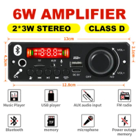 6W Amplifier DC 5V MP3 WMA Decoder Board Bluetooth 5.0 Audio Module USB TF Radio Wireless FM Receiver 2*3W MP3 Player For Car