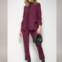 Tesco 2 Womens' Suit Slim Fit Pantsuit Business Office Bespoke Slim Fit Peak Lapel Formal Party Suit For Women