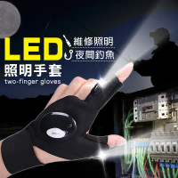 【魔小物】LED發光照明維修釣魚手套_均碼_4入組-左手