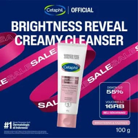 Cetaphil Bright Healthy Radiance Reveal Creamy Cleanser 100g dengan Glycerin, Niacinamide, dan White