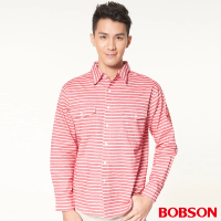 BOBSON 男款刷毛條紋長袖襯衫(34004-13)