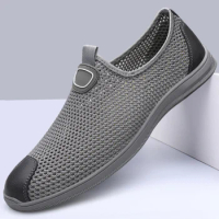 Mesh Boat Shoes Slip-On Shoes Classics Man Loafers Daily Fashion Breathable Casual Leather Shoes