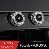 Car Central Control Volume Knob Diamond Stickers For Cadillac CT4 CT5 Interior Audio Switch Button Decorative Cover