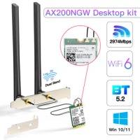 3000Mbps WiFi 6 Intel AX200 Wireless For Bluetooth 5.2 Desktop Kit 802.11AX 2.4G/5Ghz AX200NGW Wi-Fi Card For PC Windows 10/11