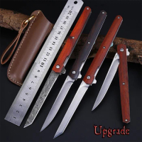 Upgrade Damascus M390 Folding Knife Wood Handle Mini Pocket CS Go Fold Knives Weapons Survival Tool Hunting EDC Tool With Holste