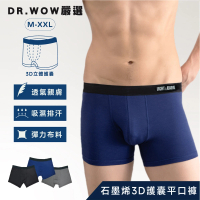 【DR.WOW】嚴選-護囊機能平口褲 四角褲(冰離絲石墨烯/立體剪裁/陽離子機能)