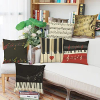 Letter note piano pattern digital printing linen pillow car cushion backrest can be customized core