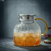 稻穗紋耐熱玻璃冷水壺 1.3L 1.8L大容量 高硼矽玻璃 玻璃茶壺 泡茶壺 冷水壺 耐熱玻璃 可冷可熱