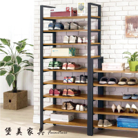 【PB FURNITURE 堡美家具】2.7尺工業風柚木色木心板高鞋架(鞋櫃/收納櫃/置物櫃)