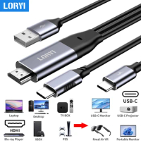 LORYI HDMI to USB C Cable 8.2Feet 4K 60Hz HDMI to Type-C Adapter Thunderbolt 3 To HDMI For Home Office MacBook Pro PS4 XBOX