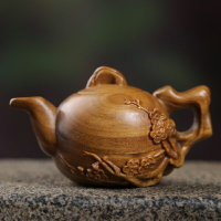 綠檀木雕手把件梅花茶壺把把胡檀香木文玩小擺件隨身把玩工藝禮品