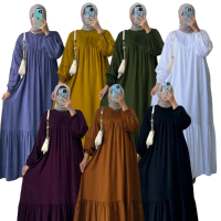 Wilona Dress Polos Twill Premium Gamis Wanita Muslim Remaja Dewasa Rayon Twill Premium
