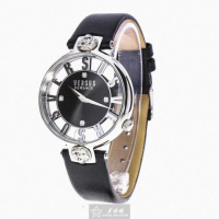 【VERSUS】VERSUS凡賽斯女錶型號VV00089(銀色錶面銀錶殼深黑色真皮皮革錶帶款)