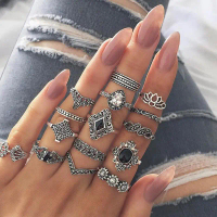 15pcsset dẫn cổ nhân cách punk Gothic nam giới qua mặt đồ trang sức
