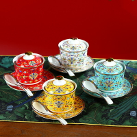 中式家用陶瓷燉盅帶蓋燕窩碗隔水甜品盅骨瓷湯罐蒸湯蒸蛋碗燉湯盅