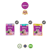 Whiskas Makanan Kucing Basah Pouch Junior 80 gr - Isi 7 whiskas kittens whiskas