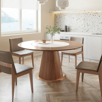 餐桌嵌入式轉盤家用現代小戶型胡桃色民宿餐桌椅組合餐桌