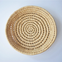 玉米皮編織圓形籃子竹編復活節道具藤編手提竹籃桌面擺件裝飾吊籃