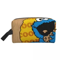 Kawaii Cookie Monster Cartoon Sesames Street Travel Toiletry Bag Women Cosmetic Makeup Bag Beauty Storage Dopp Kit