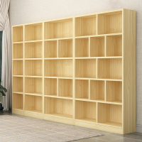實木書櫃書架置物架落地家用書櫃帶門松木客廳圖書館置物櫃子