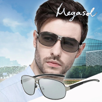 【MEGASOL】UV400帥氣方框偏光太陽眼鏡(感光智能變色BS2690-多色可選)