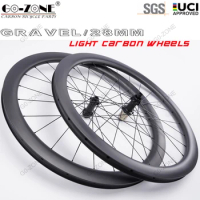 700c Carbon Wheelset Disc Brake Gravel / Cyclocross Ultralight 28mm Width Gozone R320D UCI Approved Centerlock Road Wheels