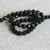 6mm Faceted Natural Black Onyx Beads Round Stone Accessory Parts For Necklace Bracelet 15inch Jewelry Making Design Wholesale