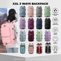 XL Waterproof Travel Duffel Backpack – Adjustable Strap, Laptop & Shoe Compartment