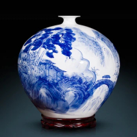 Jingdezhen vase Master Hand Painted Blue And White Porcelain Vases Flower Antique Chinese vase Living Room Antique Ceramic vase