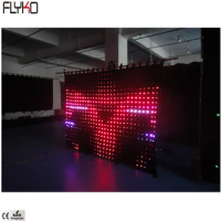Flyko Hot sales 2019 foldable fireproof led video cloth TV show P80mm 2x2.5m led stage curtain led backdrop in door