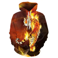 2024 New Fashion and Casual 3D Printing Flame Top Hoodie Casual Shopping Men's and Women's Top