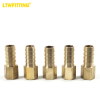 LTWFITTING Brass Fitting Coupler 1/2-Inch Hose ID x 1/4-Inch Female NPT Fuel Water Gas(Pack of 5)